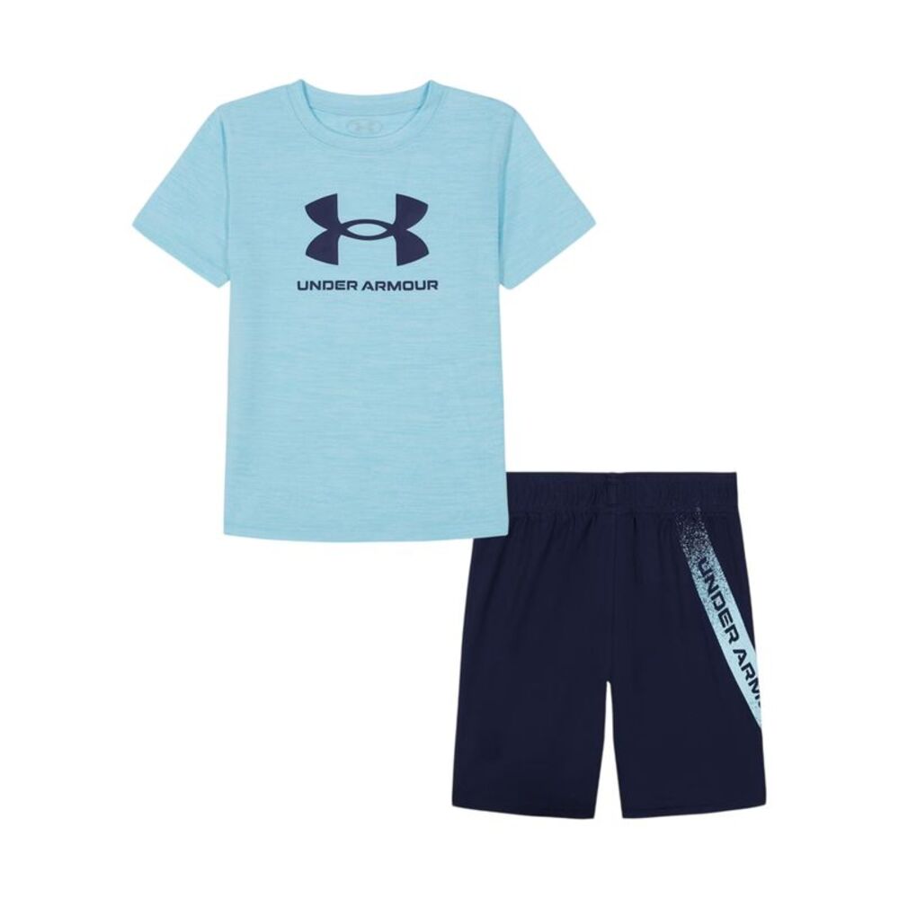 Under Armour Boys Tech Large Logo T-Shirt & Shorts Set / Stream